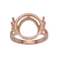 Rose Gold Plated 925 Sterling Silver Ring Mount (To fit 15mm Gemstones)