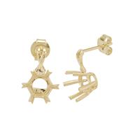 9K Gold Cross Over Earrings Mount (To fit 8mm Snowflake Cut Gemstone)- 1pair