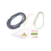 Jade & Pearl Mala; White Potato Pearls, 1m Peacock Potato Pearls, Jadeite Plain Rounds, Spacers & Silk Thread