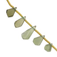 2.50cts Moldavite Graduated Plain Fancy Approx 6x4 to 10x5mm, 5cm Strand With Specers