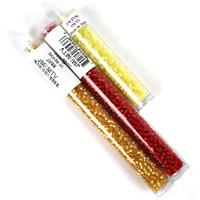 Yellow  & Red; 8/0 Miyuki Seed Bead Bundle, x3 tubes