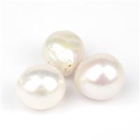 White Freshwater Cultured Half Drilled Baroque Pearls Approx 12-13mm, 3pcs