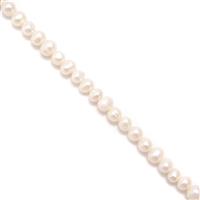 White Freshwater Cultured Potato Pearls Approx 5-6mm, 38cm Strand