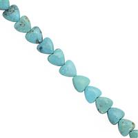 15cts Turquoise Smooth Puff Heart Approx 5 to 6mm, 15cm Strand