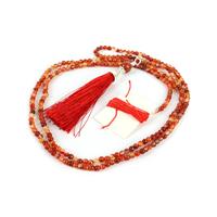 Red; Red Tassel, Nylon Cord &  Banded Agate Plain Round