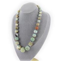 Lagoon; Amazonite Graduated Rounds 10-20mm, Silver Plated Base Metal 20mm Magnetic Clasp & Silk Thread