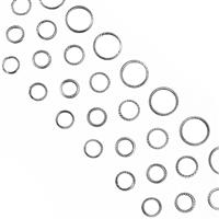 Silver Plated Textured Finish Square Wire Open Jump Rings 80pcs (20pcs each in 4 sizes)