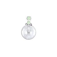 925 Sterling Silver Type A Lavender Jade Doughnut Approx 20mm With White Topaz & Green Jadeite Detail