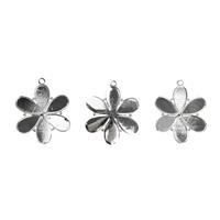 Silver Plated Base Metal Flower Bezel Pendants, Approx. 30mm (3pk)