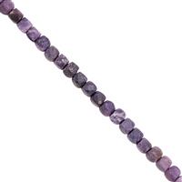 65cts Mongolian Flourite Faceted Cube Approx 3.50 to 4mm, 38cm Strand