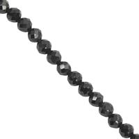 30cts Black Spinel Faceted Round Approx 3mm, 38cm Strand