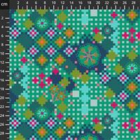 Anna Maria Horner Love Always Green Flower Pixel Fabric 0.5m