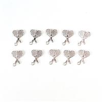 Silver Plated Brass Tennis Racket Charm Approx 18x13mm 10pc/pk