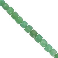 75cts Chrysoprase Faceted Cube Approx 4 to 7mm, 18cm Strand