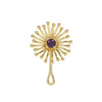 0.25cts Willow & Tig Collection: Gold Plated 925 Sterling Silver Dandelion Charm Approx 27x17mm With Amethyst Detail