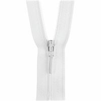 White Zip Closed End Polyester 25cm