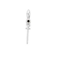 925 Sterling Silver Pearl Peg With Black Diamond Round Approx 1.50mm