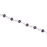 14cts 1 meter Silver Plated  Brass Amethyst Gemstone Chain in spool  approx 3mm