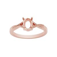 Rose Gold Plated 925 Sterling Silver Oval Ring Mount (To fit 7x5mm gemstone)- 1pcs