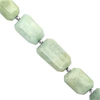 125 Type A 5cts Green Jadeite Jade Faceted Tumble Approx 16x10 to 22x14mm, 17cm Strand With Spacers