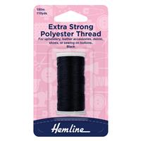 Hemline Extra Strong Polyester Thread Black 100m
