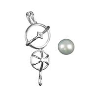 925 Sterling Silver Planet Pendant Cage With White Pearl Approx 8mm