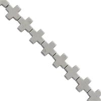 95cts Silver Color Coated Hematite Smooth Cross Approx 8mm, 30cm Strand