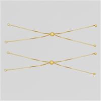 Gold Plated 925 Sterling Silver Slider Bracelet With Diamond Cut Slider, Approx 24cm (Pack of 2)
