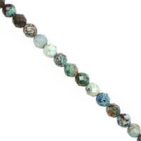 55cts Chrysocolla Faceted Round Approx 4 to 5.50mm, 38cm Strand