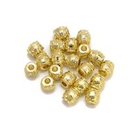 Gold Plated Base Metal Swirl Pattern Barrel Spacer Beads with 2mm Drill Hole, Approx 6mm (20pcs)