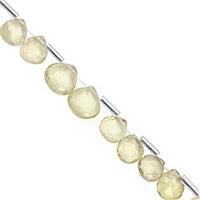 35cts Lemon Quartz Top Side Drill Graduated Faceted Heart Approx 5 to 10mm, 20cm Strand with Spacers