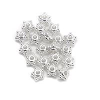 Silver Plated Base Metal Star Spacer Beads with 2mm Drill Hole 5x8mm (20pcs)