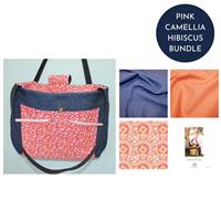 Pink Camellia Hibiscus The Hollywalk Handbag Kit: Instructions & Fabric (2m)