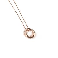 Rose Gold Plated 925 Sterling Silver Entwined Rings Necklace (18" + 2"extender)