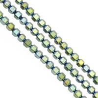 200cts Green Blue Color Coated Hematite Smooth Bicones Approx 4mm 30cm Strand (Set of 3)