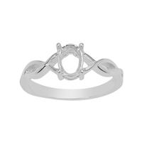 925 Sterling Silver Oval Ring Mount With Criss Cross Side Detail (To fit 7x5mm gemstone)- 1pcs