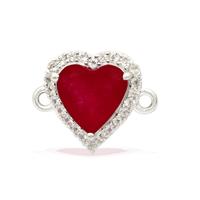 1.29cts 925 Sterling Silver Heart White Topaz Pave Set Connector With 7mm Pink Quartz 