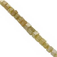 1.80cts Yellow Diamond Faceted Cube Approx 1 to 1.5mm, 3cm  Strand