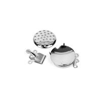 Silver Plated Base Metal 3 Strand Sieve Back Box Clasp, 17mm