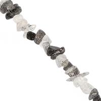 170cts Black Rutile Quartz Bead Nugget Approx 3x2 to 7x2mm, 32" Strand