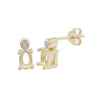 Gold Plated 925 Sterling Silver Oval Earring Mount (To fit 6x4mm gemstones) Inc. 0.03cts White Zircon Brilliant Cut Round 1.25mm - 1Pair