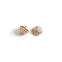 Rose Gold Plated 925 Sterling Silver With Cubic Zirconia Screw Ball Clasp, Approx 12mm
