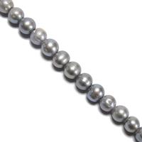 Pale Silver Dyed Freshwater Cultured Potato Pearls Approx 9-10mm - 2mm Holes, 20cm Strand 