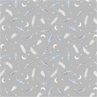 Lewis & Irene Enchanted Silver Feathers Fabric 0.5m