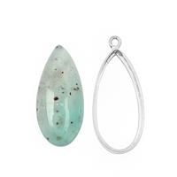 925 Sterling Silver Pear Pendant Mount (Fits 26x12mm gemstone)  Inc. 11.08cts Aquaprase™ Cabochon Pear Approx 26x12mm