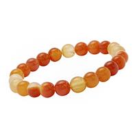 7" Carnelian Smooth Round Approx 8mm Stretchable Bracelet