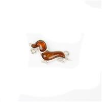 Baltic Cognac Amber Sausage Dog 925 Sterling Silver Connector