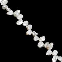 White Freshwater Cultured Top Drilled Keshi Pearls Approx 6x8mm, 38cm Strand