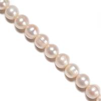 White Freshwater Cultured Potato Pearls Approx 9-10mm, 38cm Strand