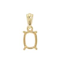 Gold Plated 925 Sterling Silver Cushion Fit Pendant Mount (To fit 9x7mm gemstone) - 1pcs